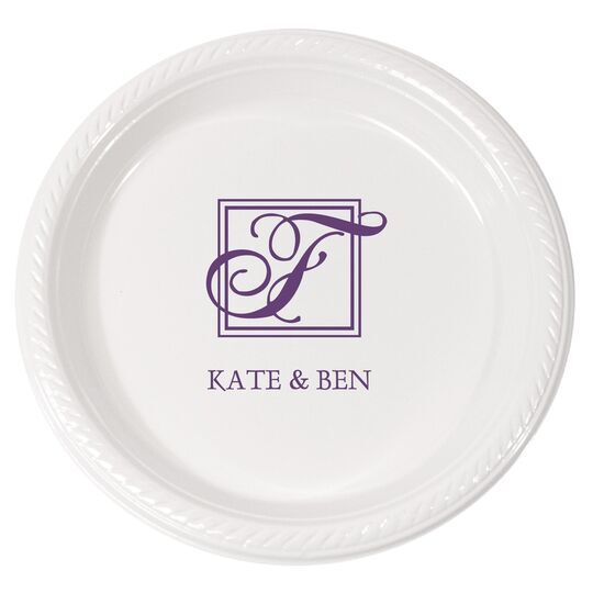 Pick Your Single Initial Monogram with Text Plastic Plates